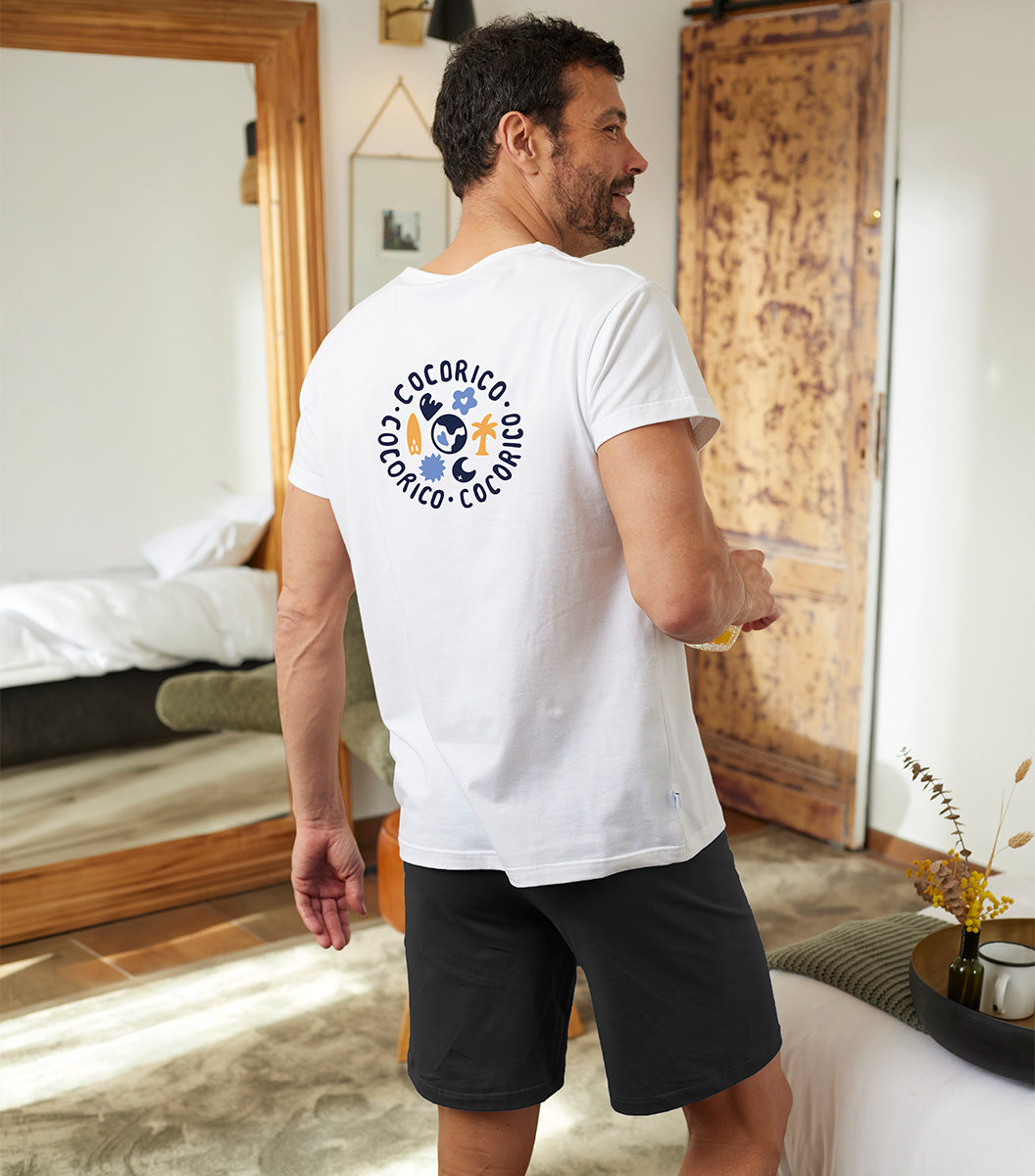 Ensemble Pyjama Homme Blanc/Noir - Voyage