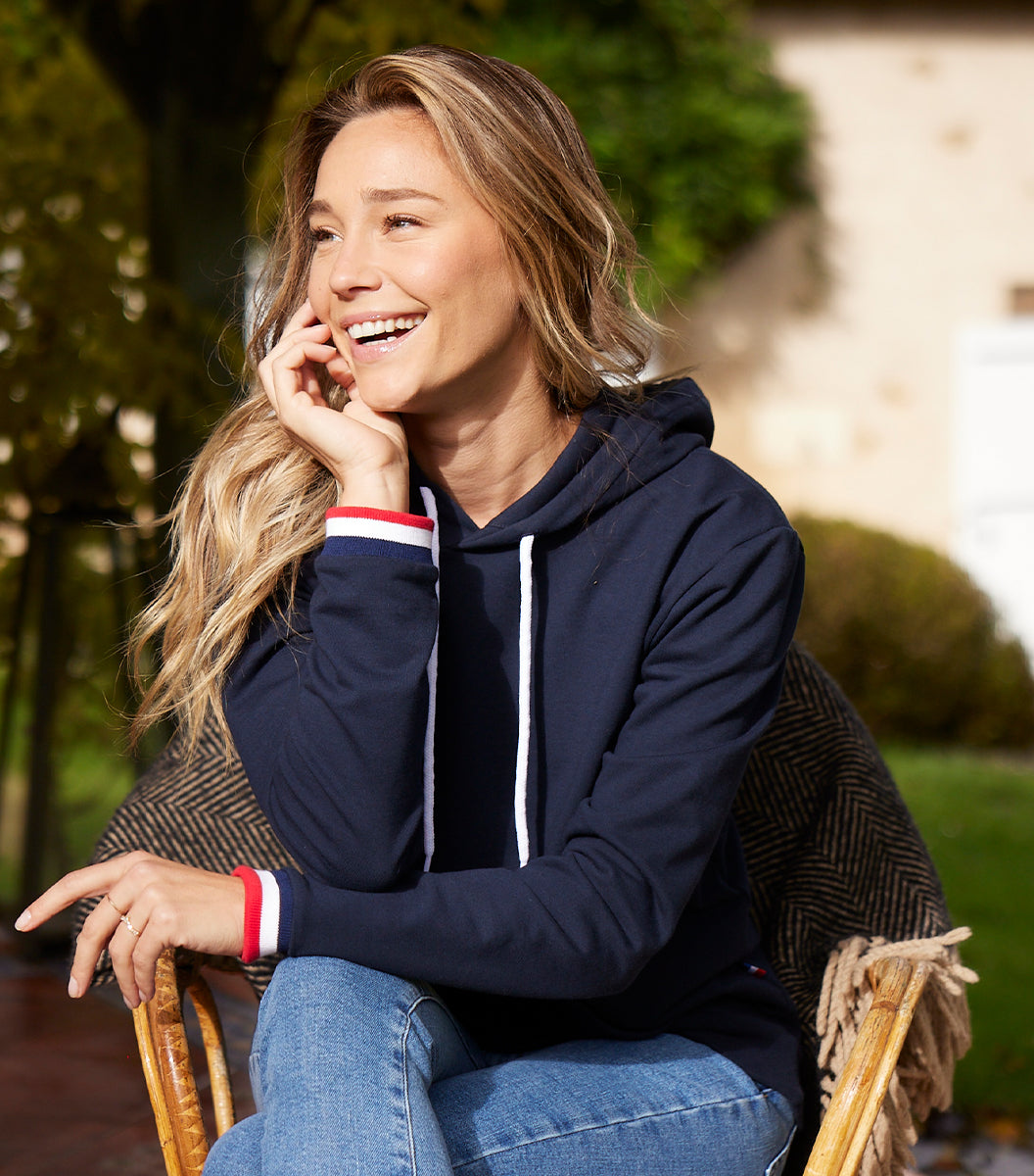 Sweat à capuche Femme Supporter Marine - Intemporel