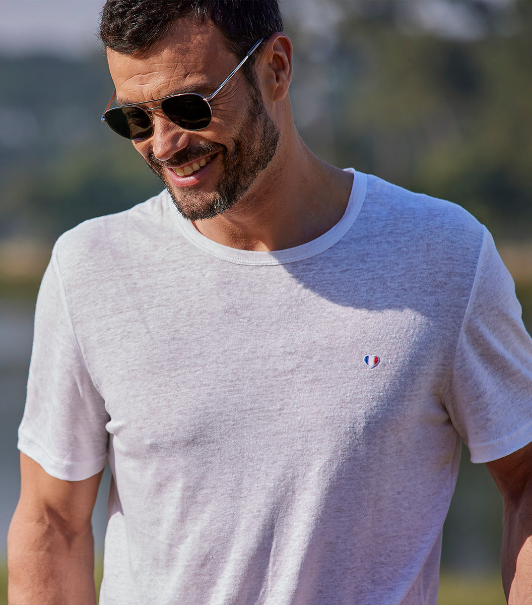 T-shirt Homme en Lin Blanc - L'Iconique