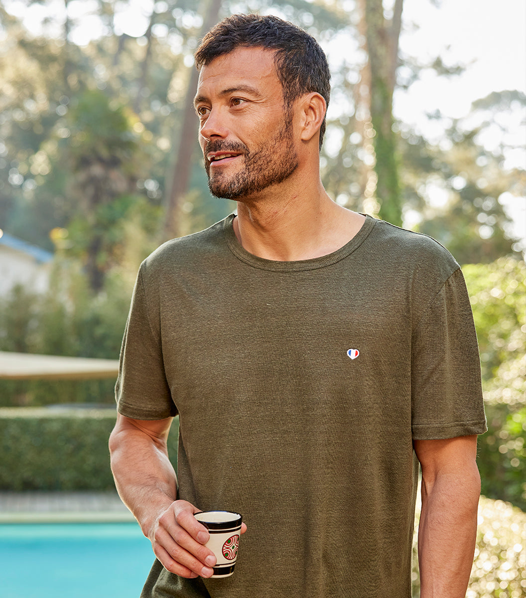 T-shirt Homme en Lin Kaki - L'Iconique