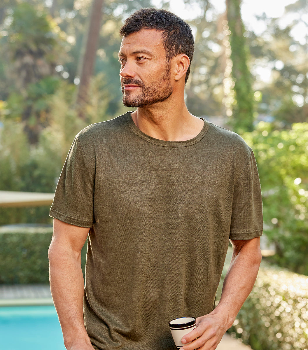 T-shirt Homme en Lin Kaki - L'Intemporel
