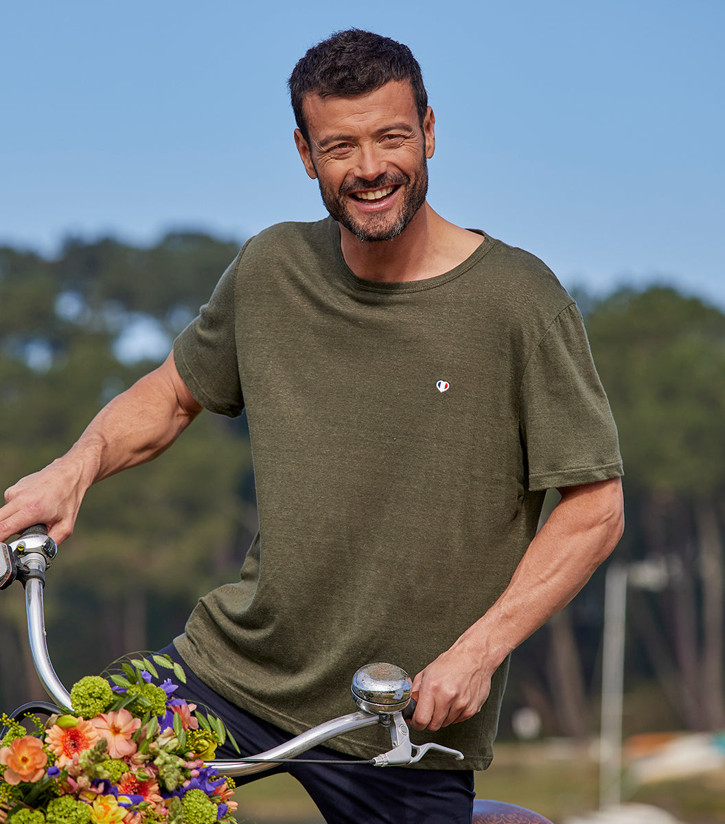 T-shirt Homme en Lin Kaki - L'Iconique