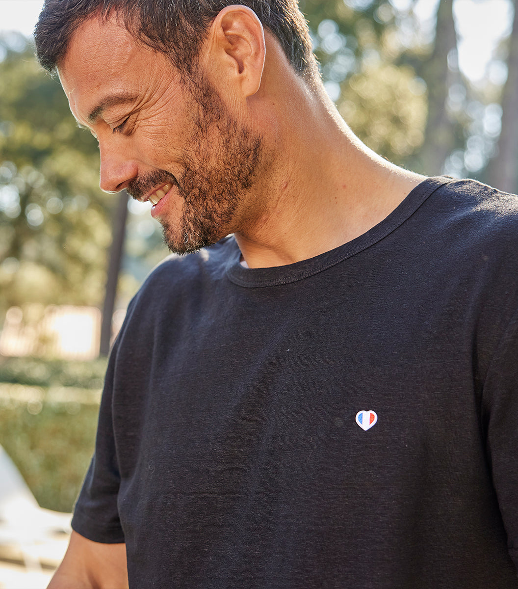 T-shirt Homme en Lin Noir - L'iconique