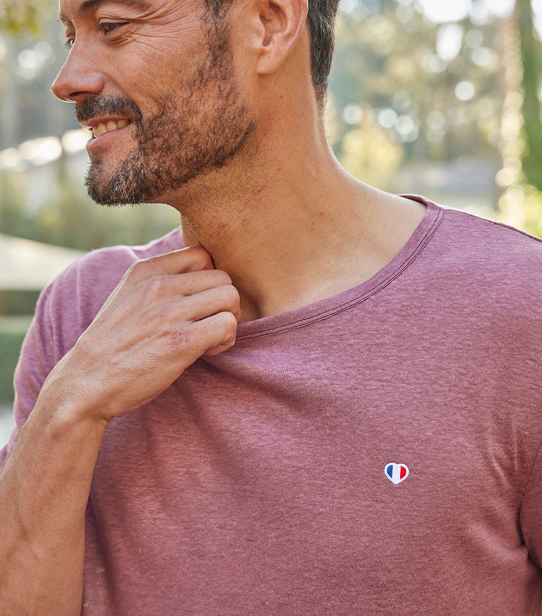 T-shirt Homme en Lin Rose - L'Iconique