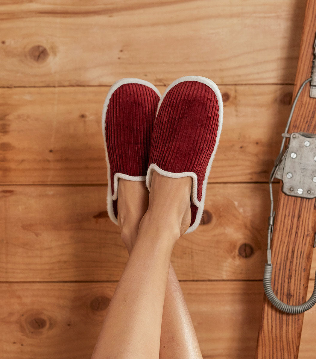 Mules Velours Femme Bordeaux