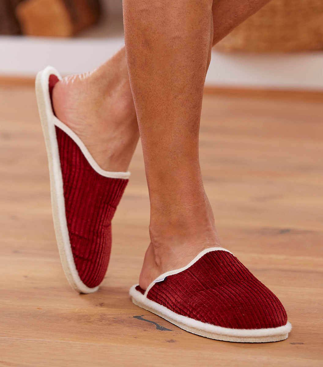 Mules Velours Homme Bordeaux