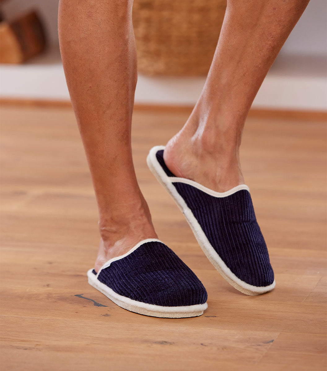 Mules Velours Homme Marine