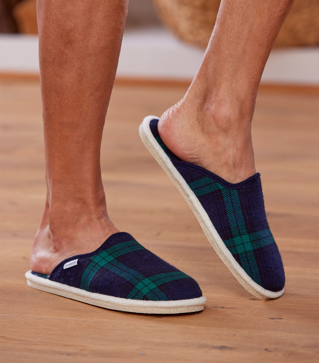 Mules Homme Tartan Vert