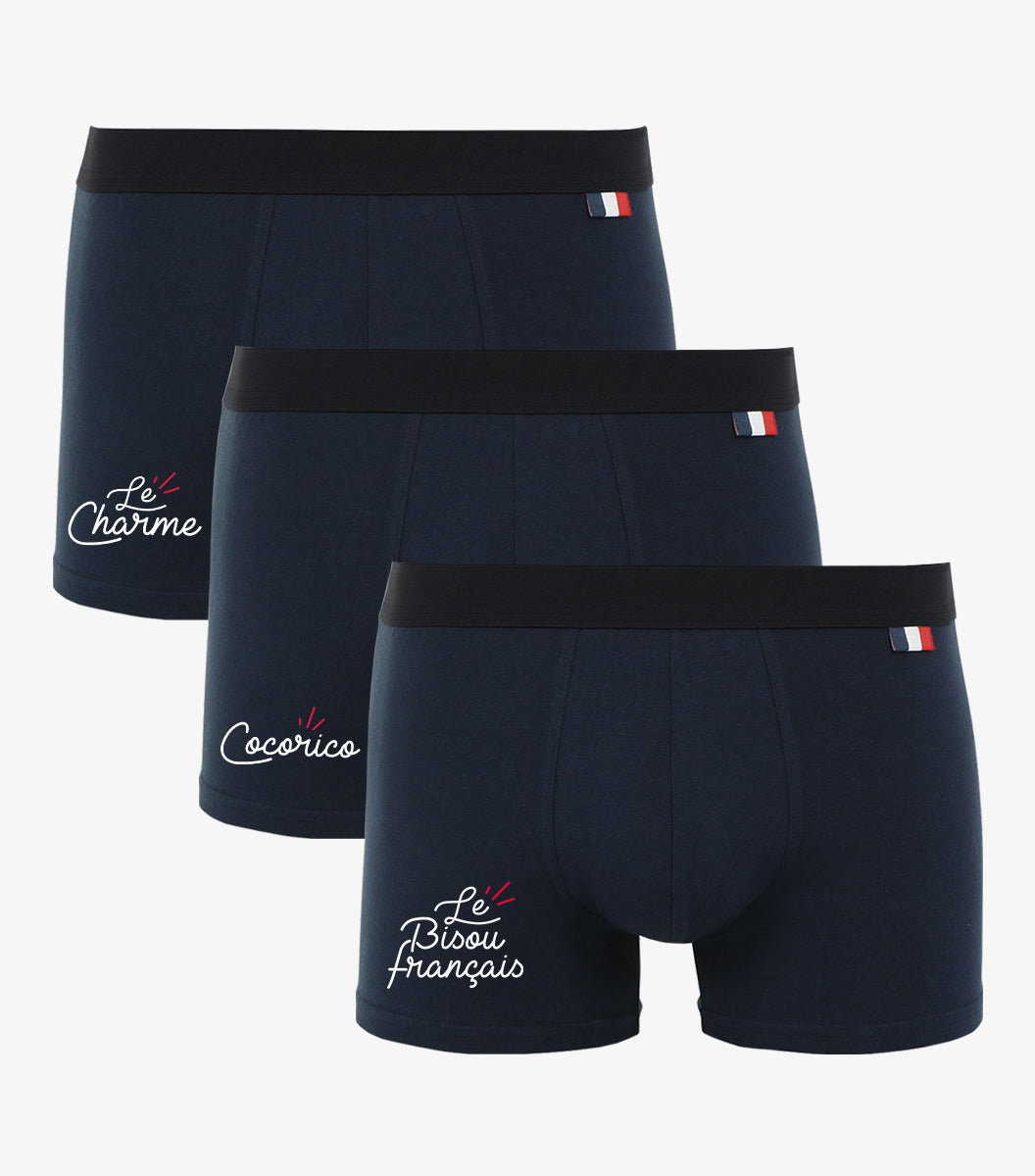 Boxer Homme Marine x3 - Pack Charme