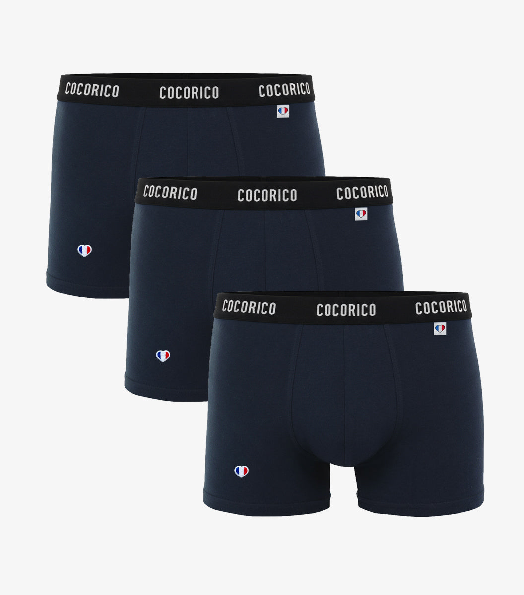 Boxer Homme Signature Marine x3 - Pack Iconique