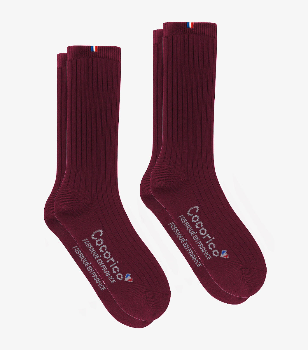 Chaussettes Homme en Laine Bordeaux x2 Pack Intemporel