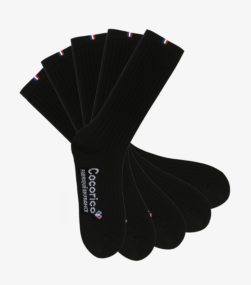 Chaussettes Homme en Laine Noir x5 - Pack Intemporel