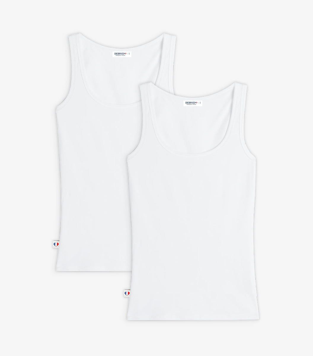 Débardeur Femme Blanc x2 - Pack intemporel