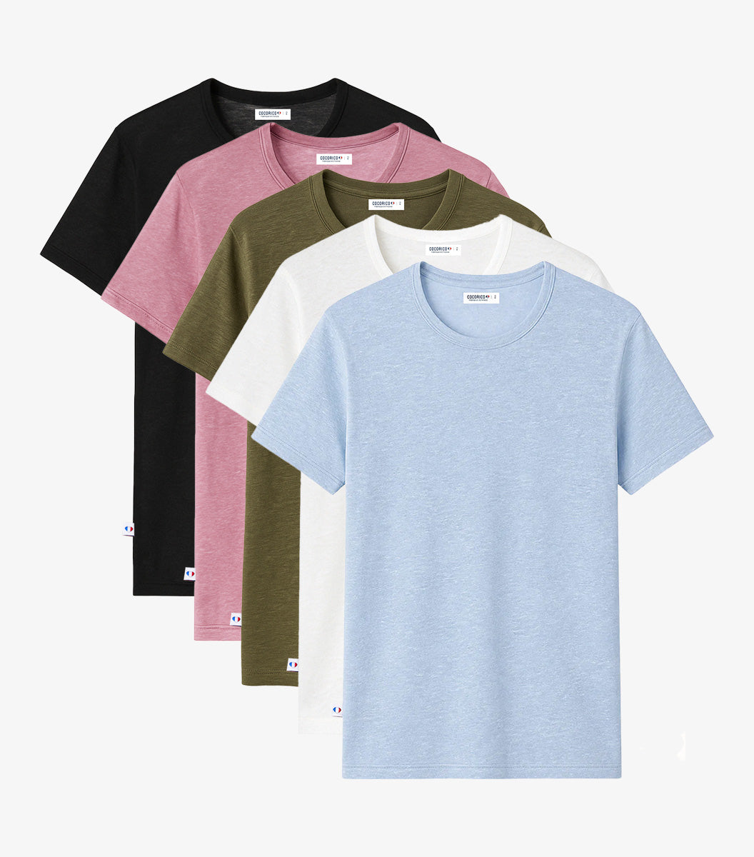 T-shirt Homme en Lin x5 - Pack Intemporel