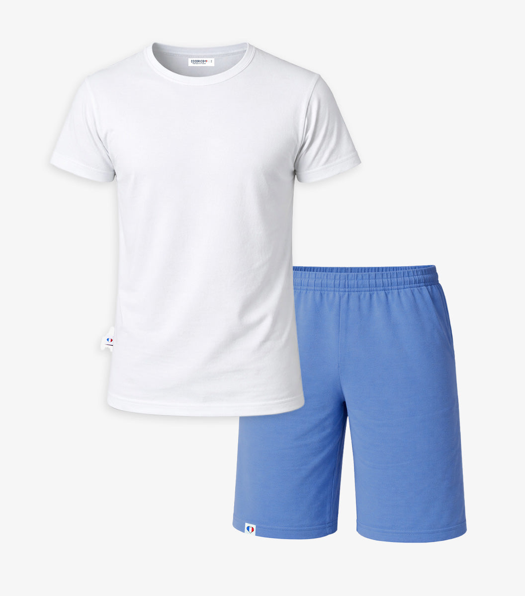 Ensemble Pyjama Homme Blanc/Bleu - Intemporel