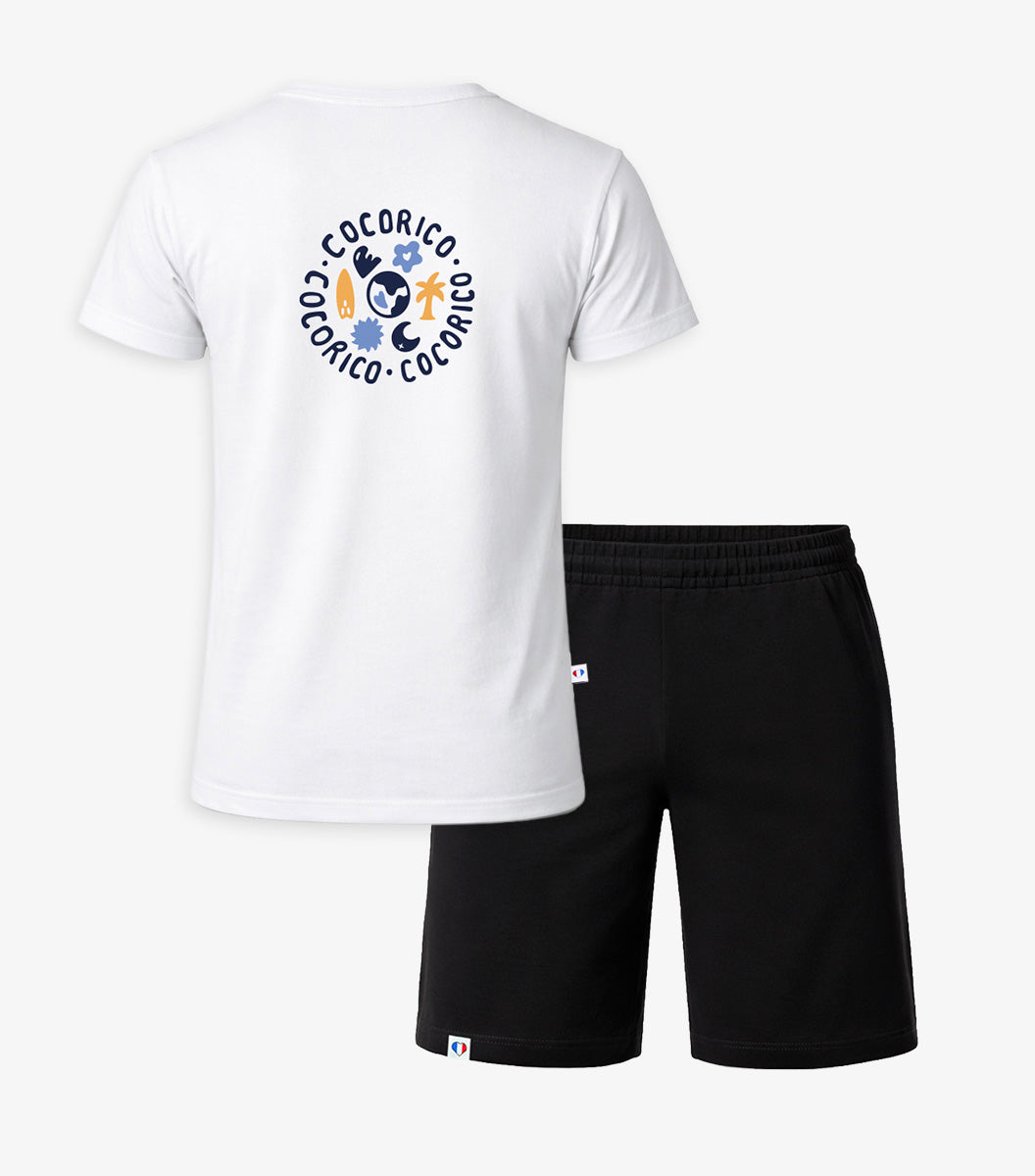Ensemble Pyjama Homme Blanc/Noir - Voyage