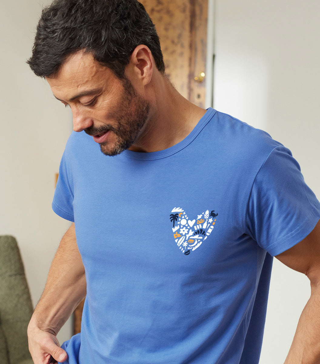 T-shirt Pyjama Homme Noir/Bleu Riviera x2 - Pack Rêveur