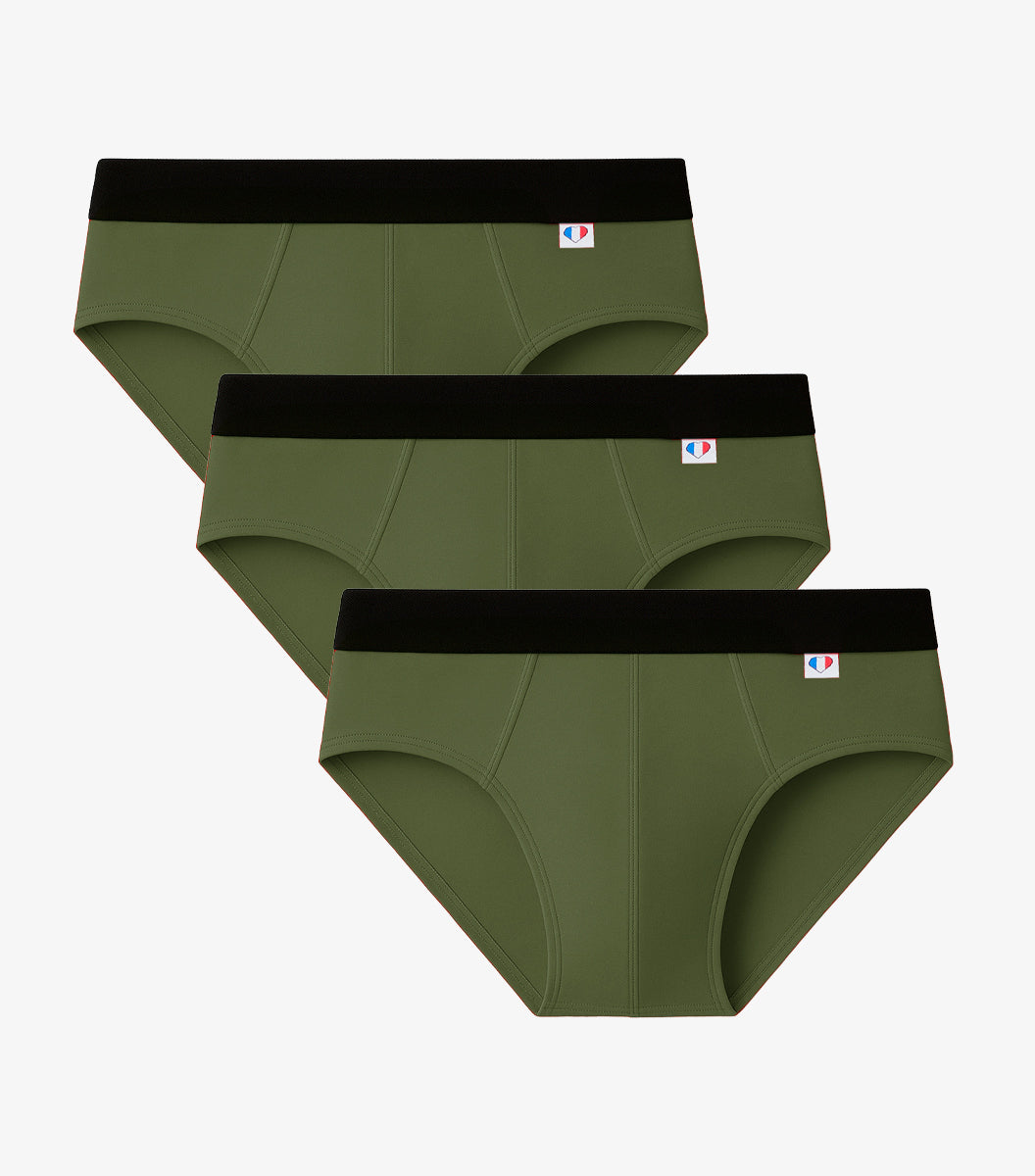 Slip Homme Kaki x3 - Pack Intemporel