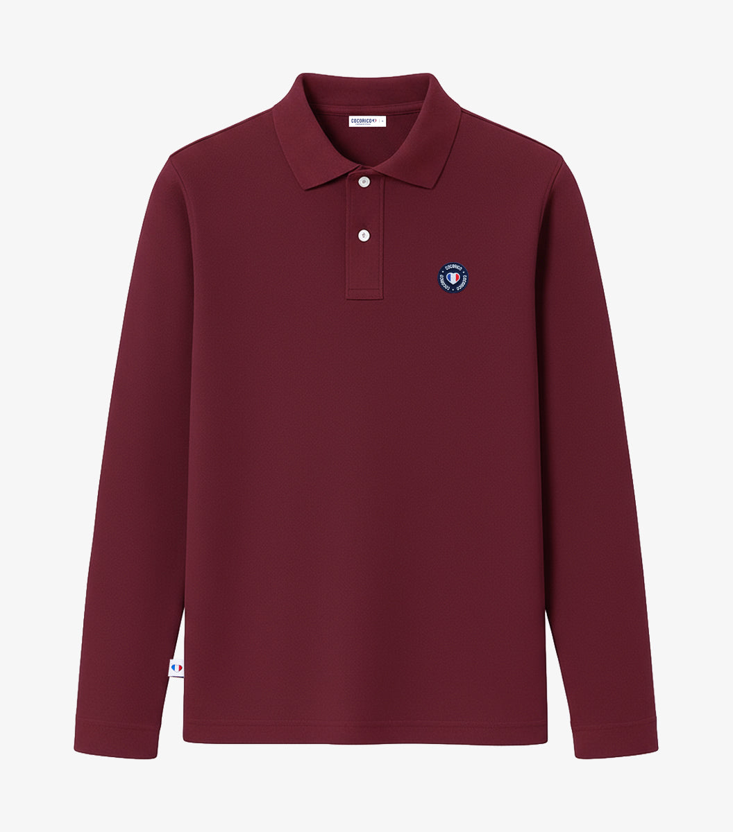 Polo Homme Manches Longues Bordeaux - Le Blason