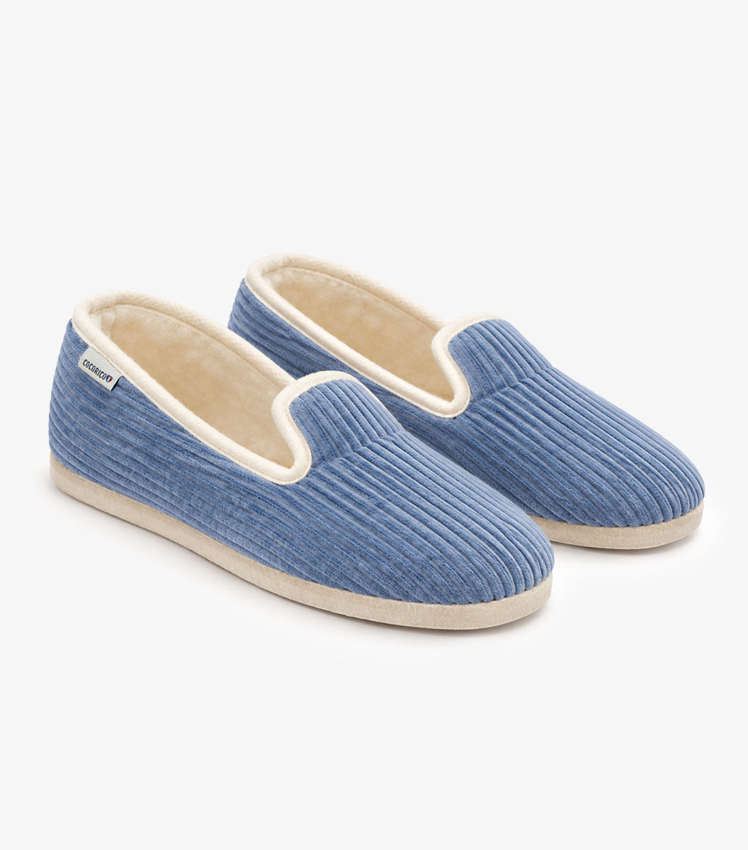 Charentaises Velours Homme Ciel