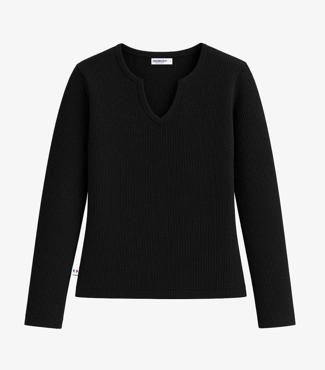 Ensemble Maille Côtelée Femme Noir - Intemporel