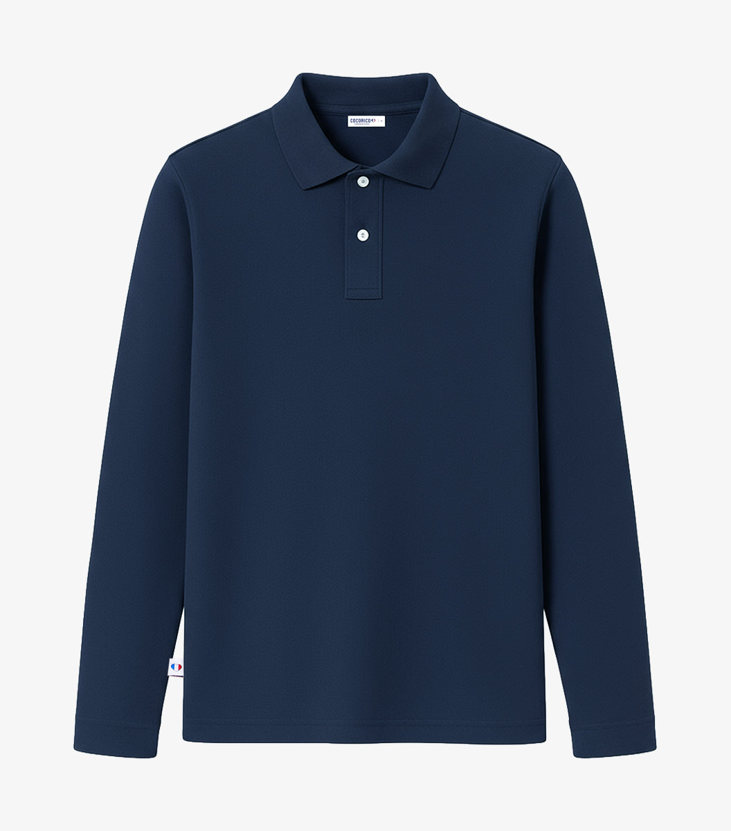 Polo Homme Manches Longues Marine - Intemporel