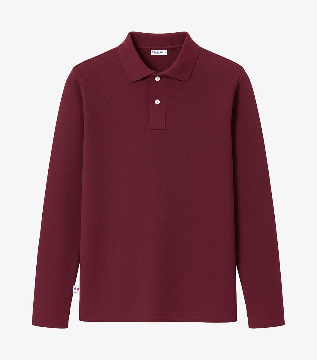 Polo Homme Manches Longues Bordeaux - Intemporel