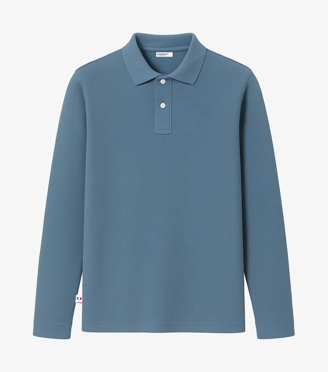 Polo Homme Manches Longues Azur - Intemporel