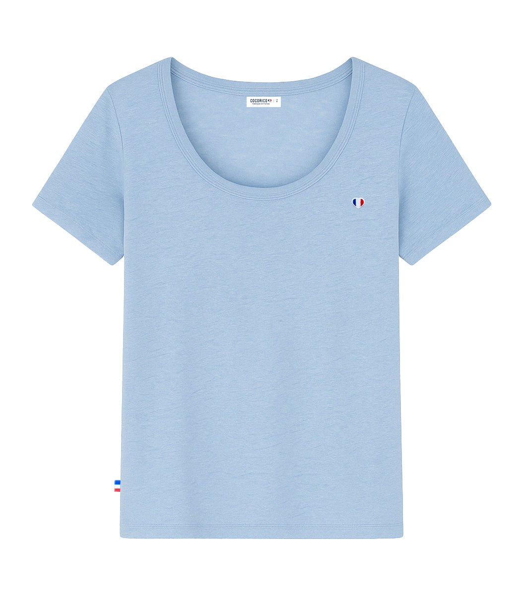 T-shirt Femme en Lin Ciel - L'Iconique