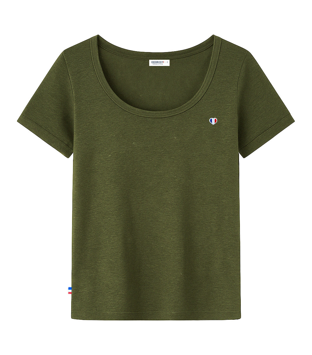 T-shirt Femme en Lin Kaki - L'Iconique