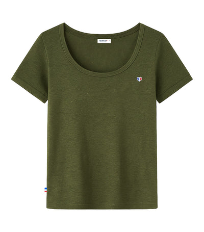 T-shirt Femme en Lin Kaki - L'Iconique