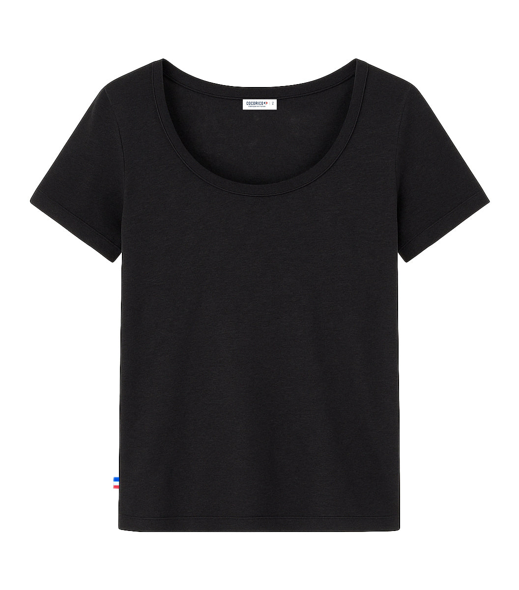 T-shirt Femme en Lin Noir - L'Intemporel