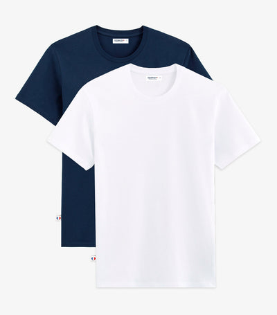 T-shirt Homme x2 - Pack Blanc/Marine