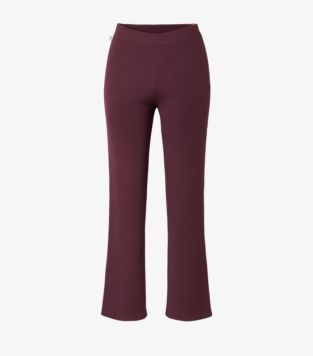 Pantalon Maille Côtelée Femme Bordeaux - Intemporel