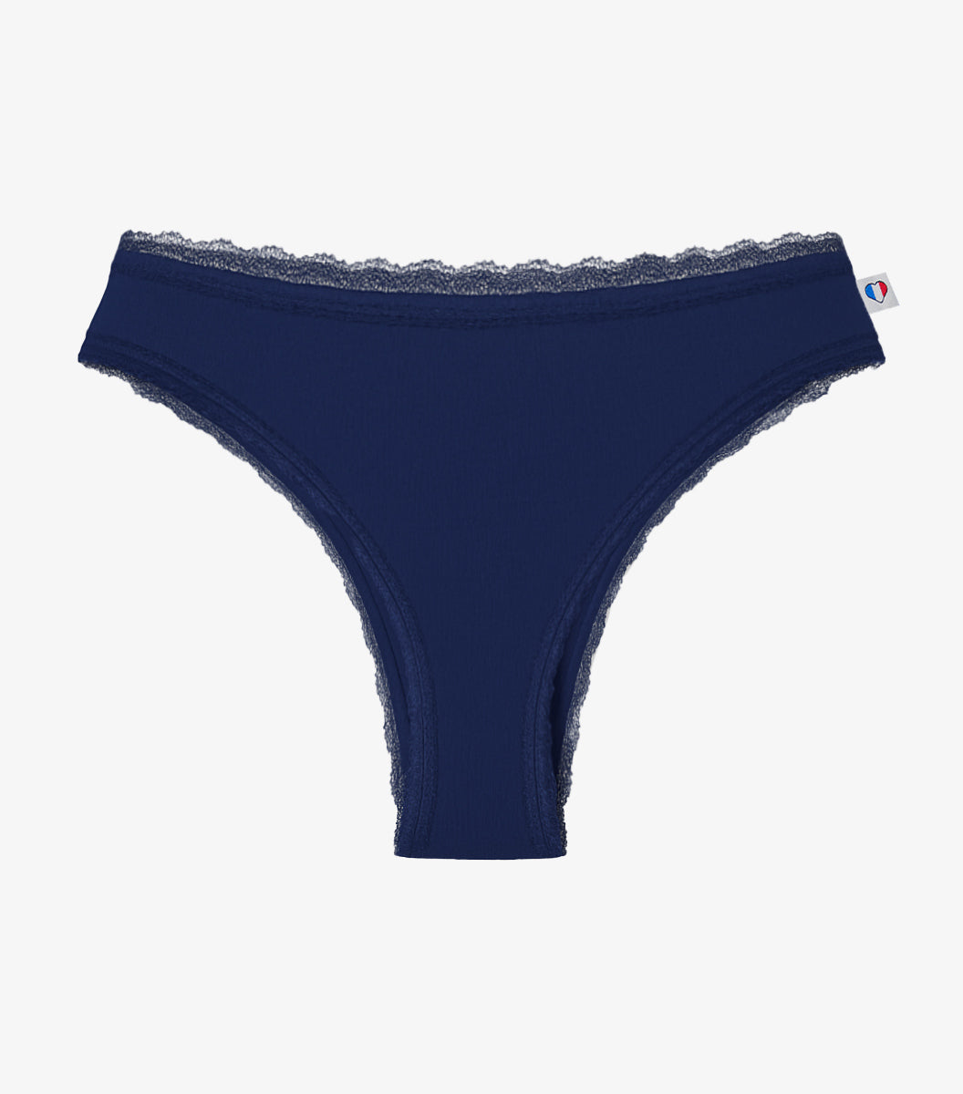 Tanga Femme Dentelle Marine - Intemporel