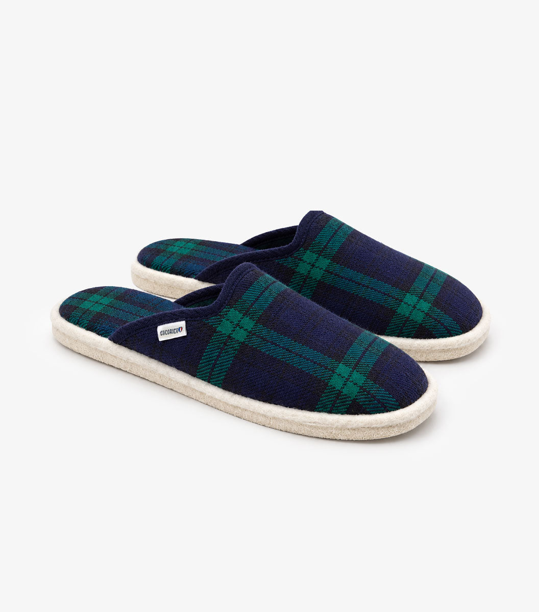 Mules Femme Tartan Vert