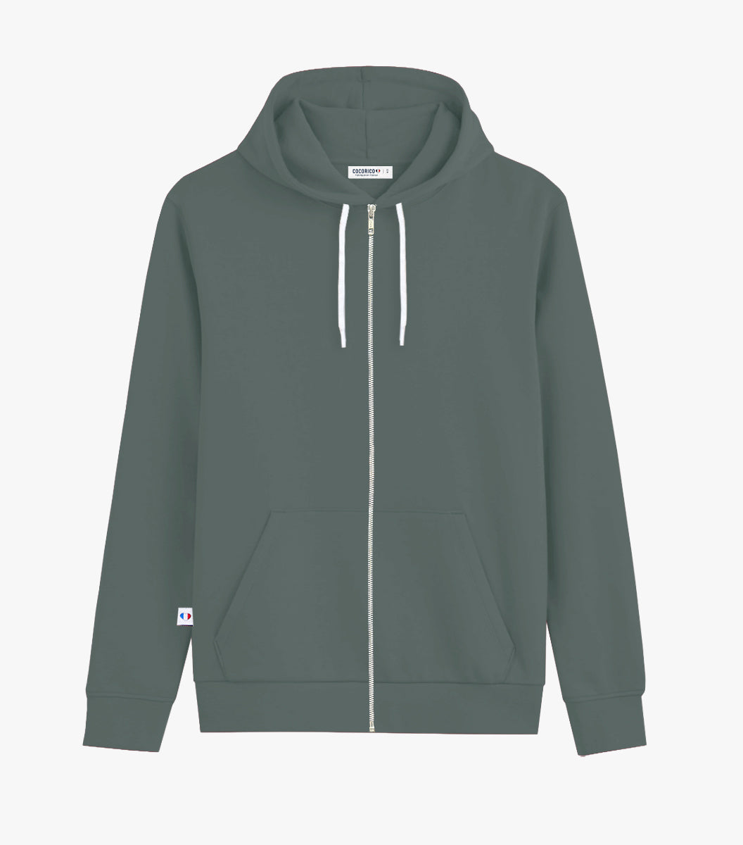 Sweat zippé Homme Sauge - Intemporel