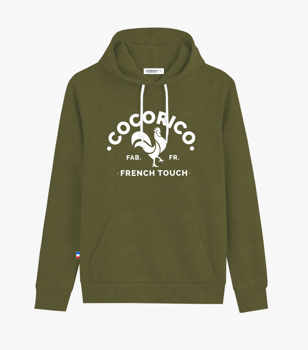 Sweat à capuche Homme Kaki - Coq Français