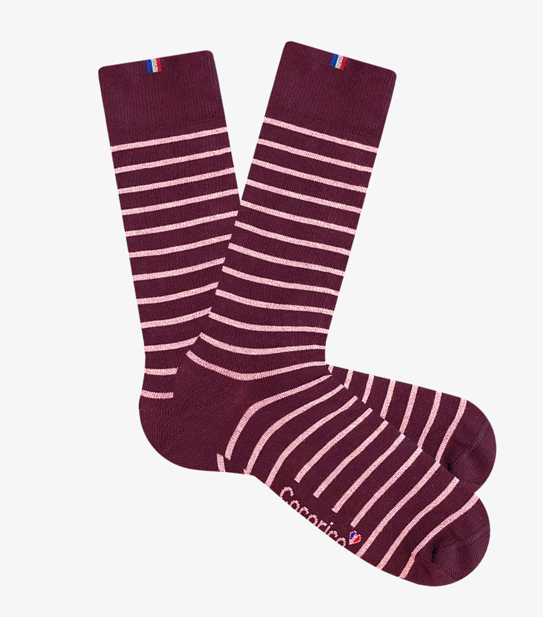 Chaussettes Homme Rayées Bordeaux