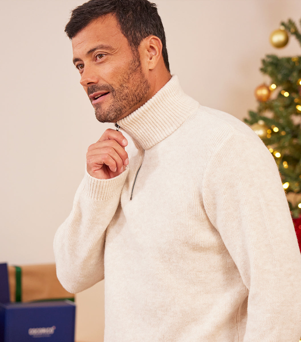 Pull Camionneur Homme Ecru