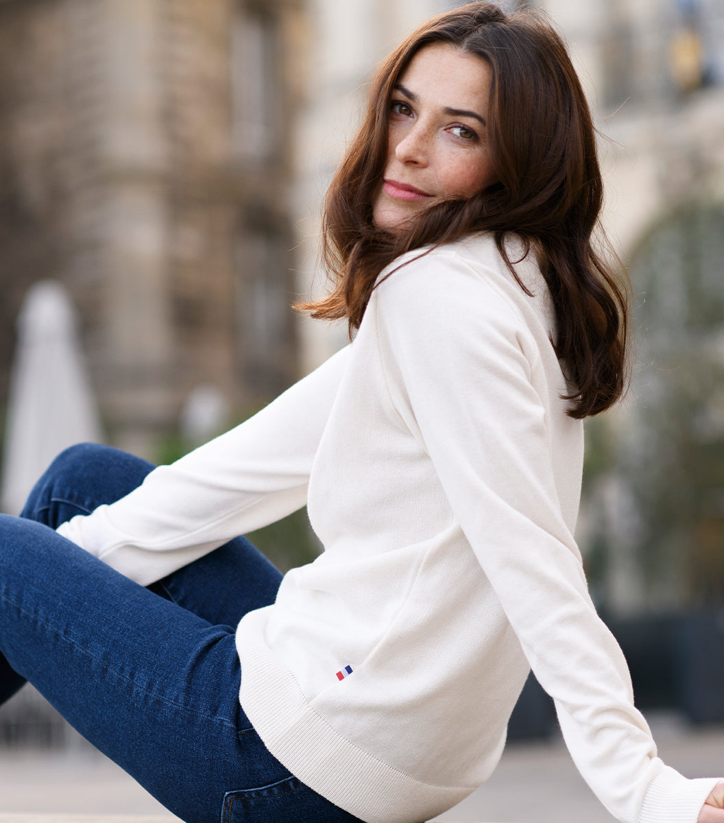 Pull Femme coton Crème