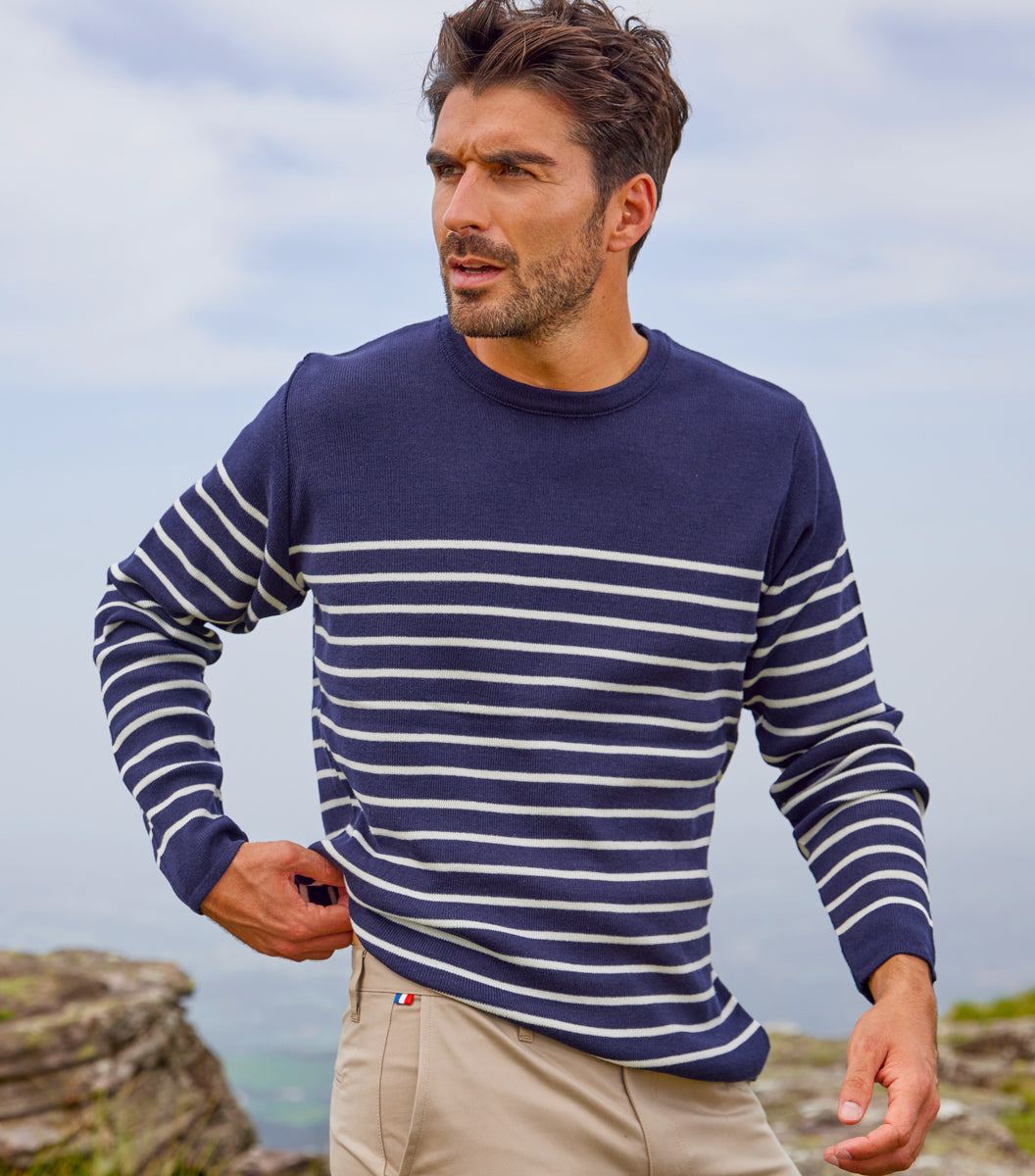 Pull Homme Marinière coton Marine