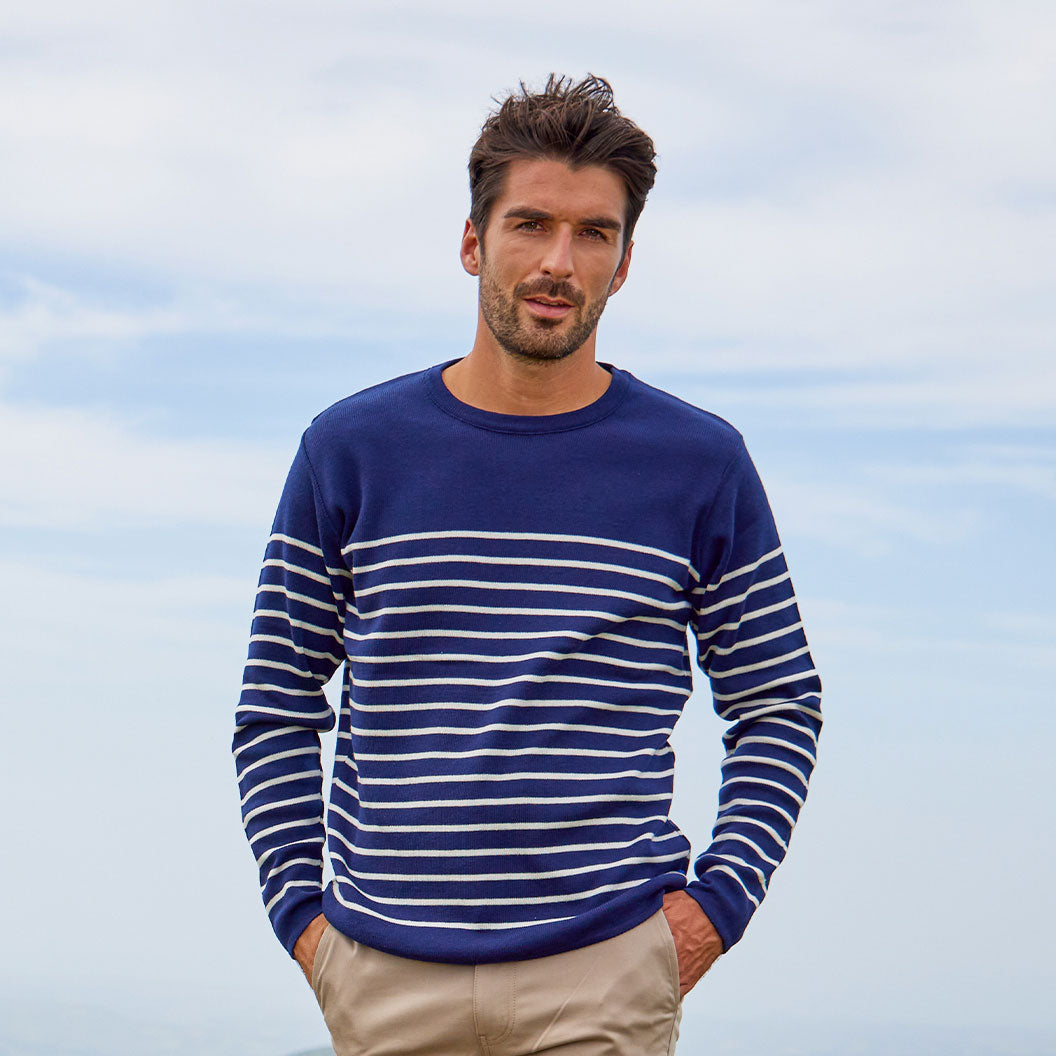 Pull Homme Marinière coton Marine