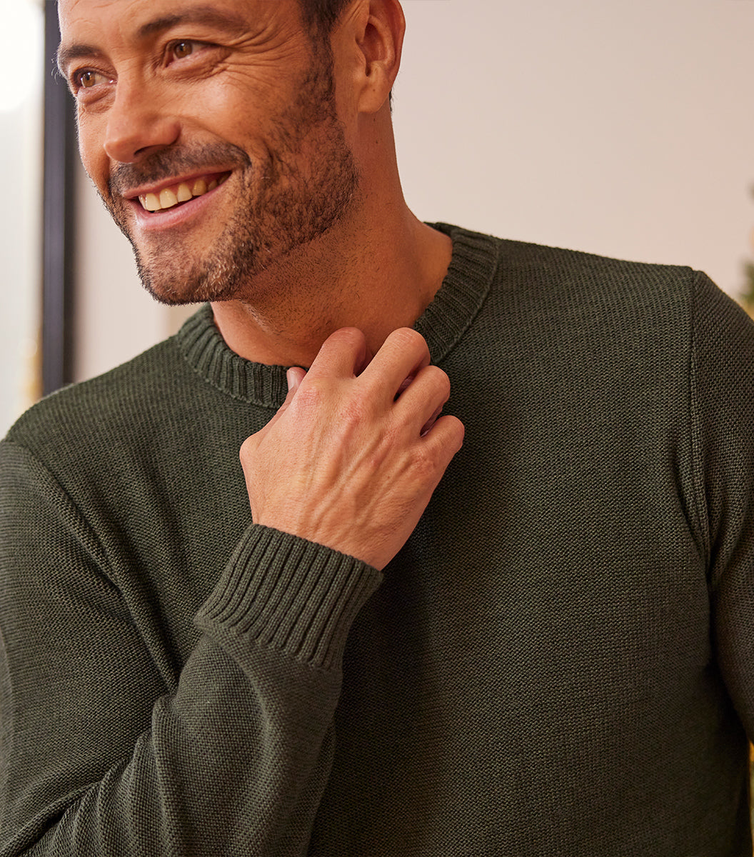 Pull Homme Laine Kaki