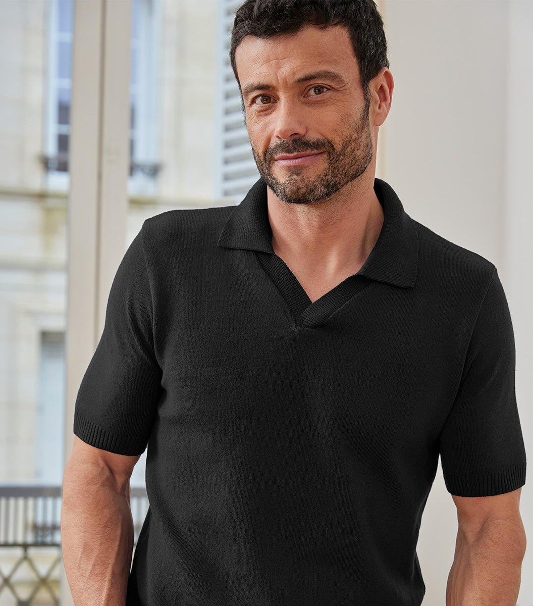 Polo Maille Homme Noir
