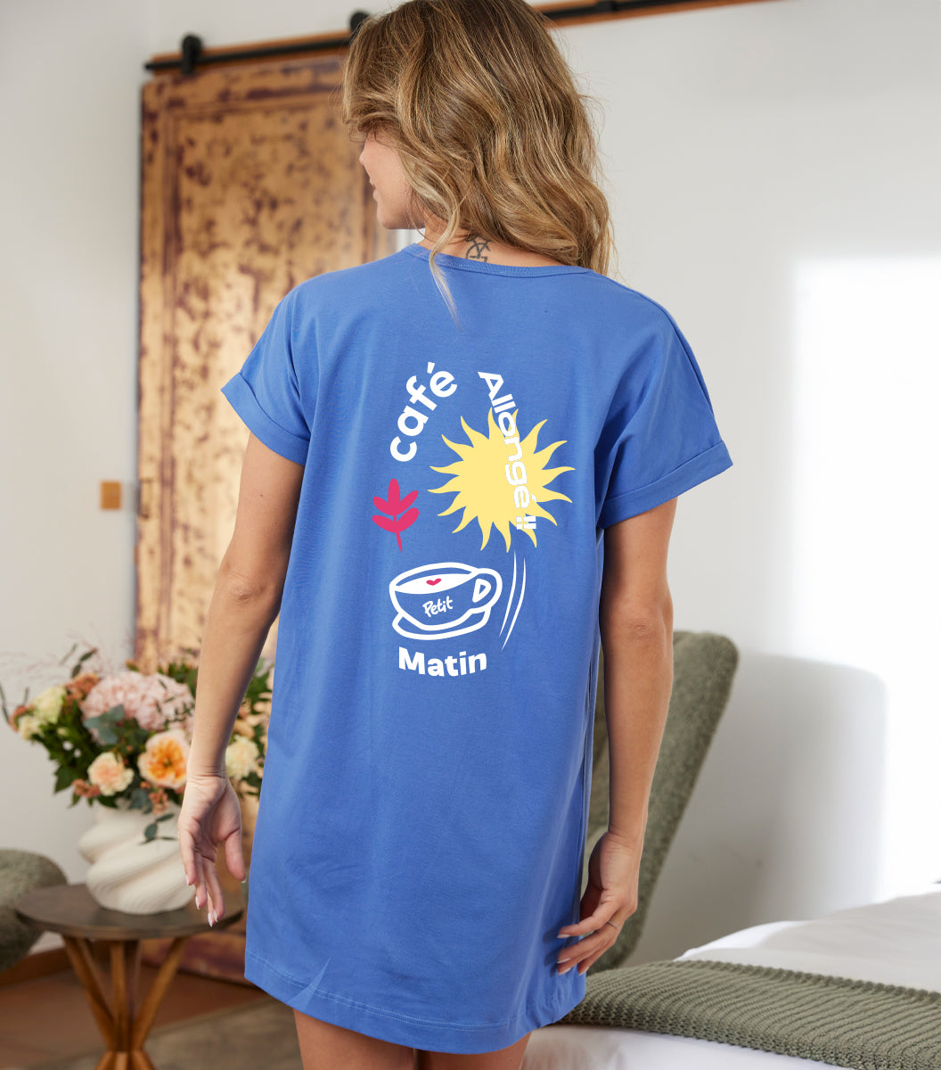 Robe de Nuit Femme Bleu Riviera - Petit Matin