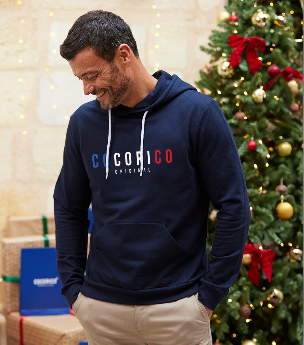 Sweat à capuche Homme Marine - Signature