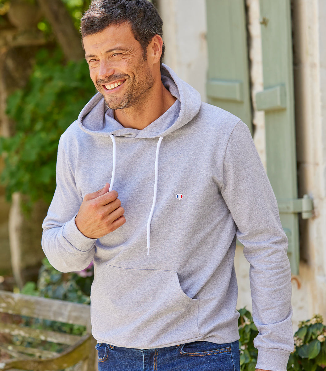 Sweat à capuche Homme Gris - Iconique - Made in France