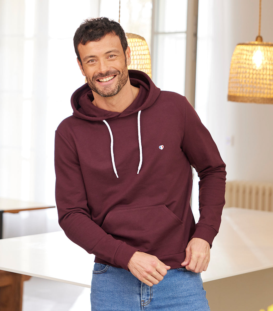 Sweat à Capuche Homme Bordeaux L'Iconique