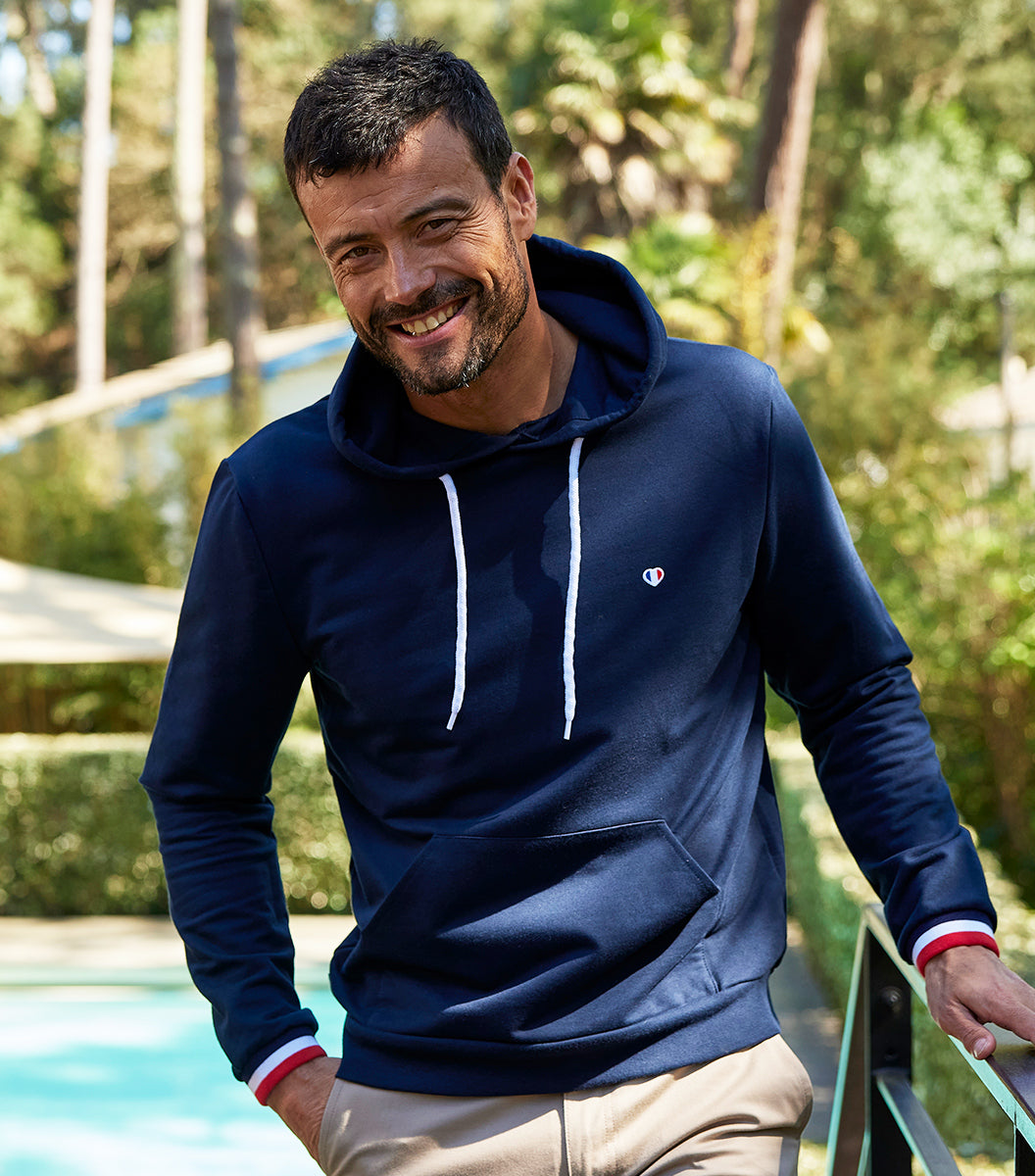Sweat à capuche Homme Supporter Marine - Iconique